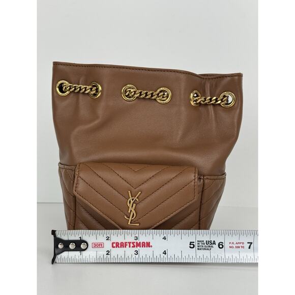 Saint Laurent Joe Nano Bucket Bag Brown Matelassé Leather with Gold Hardware C-6 - Picture 12 of 16